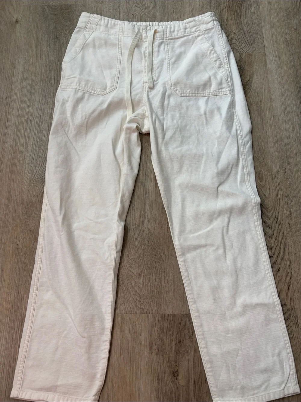 J. Crew Cream Straight-Leg Drawstring Pants